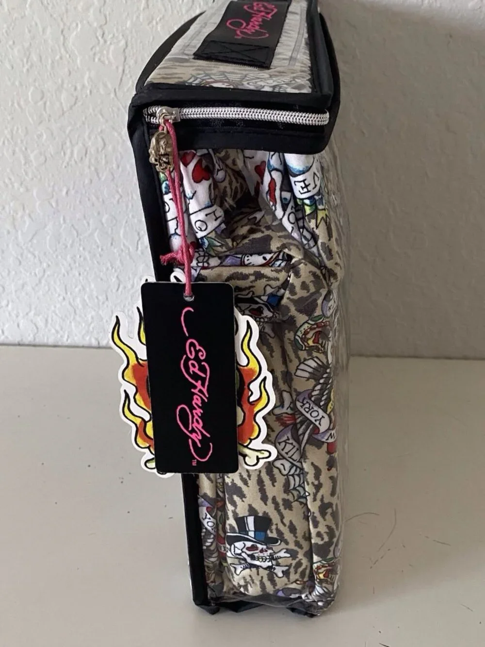 6 PC Ed Hardy QUEEN SIZE Sheet Set Skulls‎ Heart Leopard Animal Print NEW